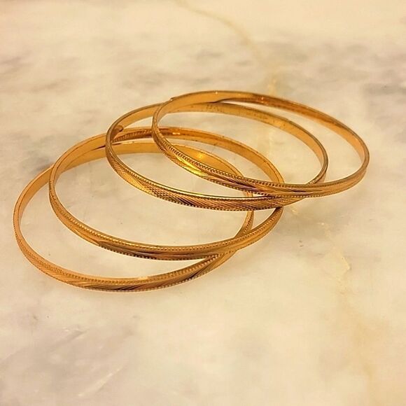 Jewelry - NEW Indian Bangle 18k Set 4 Gold Thin Wedding Dainty Coquette Bracelet BollyWood